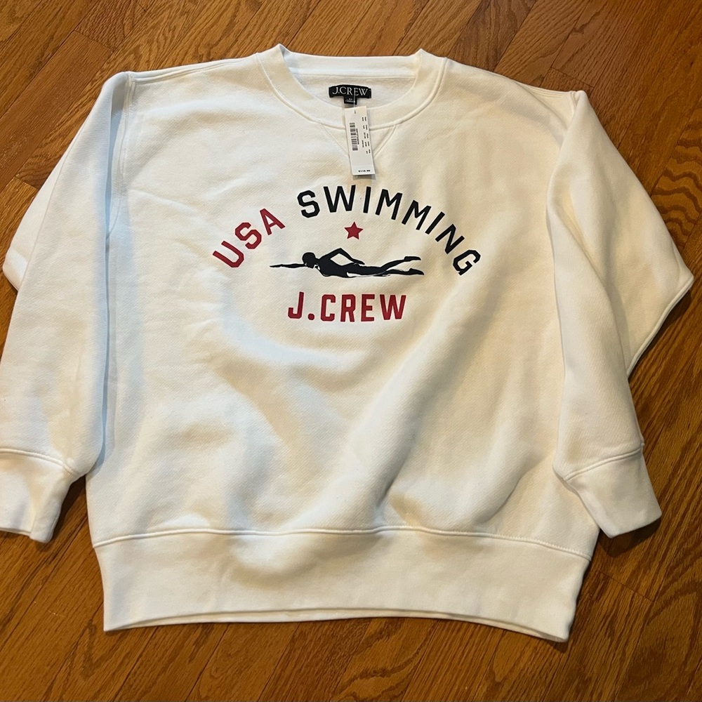 J. Crew White Woman USA Swimming Sweatshirt Size XS NWT
